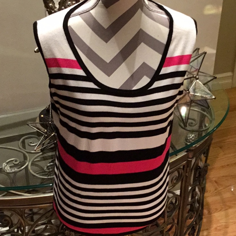 ‼️SOLD‼️Belldini Black & Pink Stripe Tank Cardigan - Picture 5 of 5